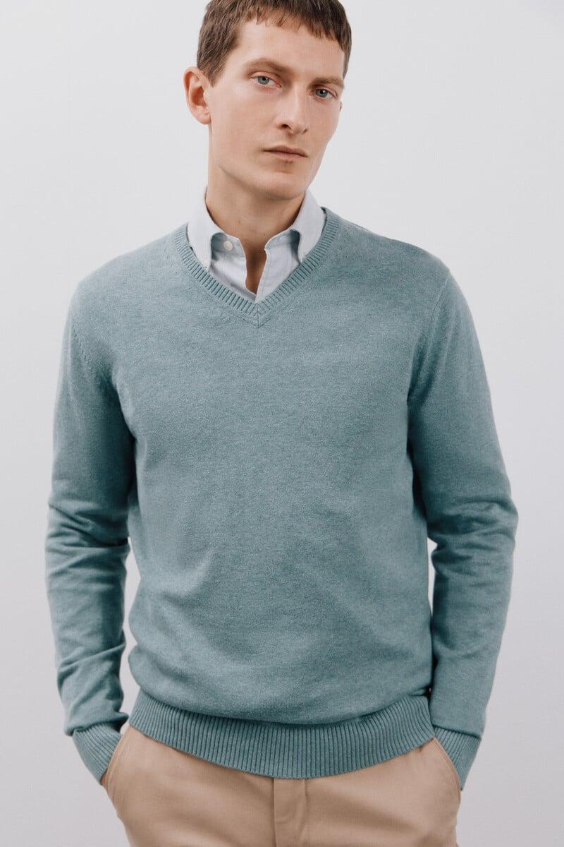 Cortefiel Jersey algodón cuello pico básico Outlet online