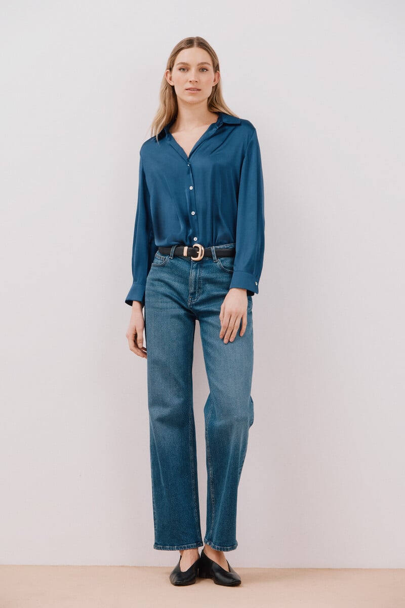 Cortefiel Blusa satinada manga larga En oferta