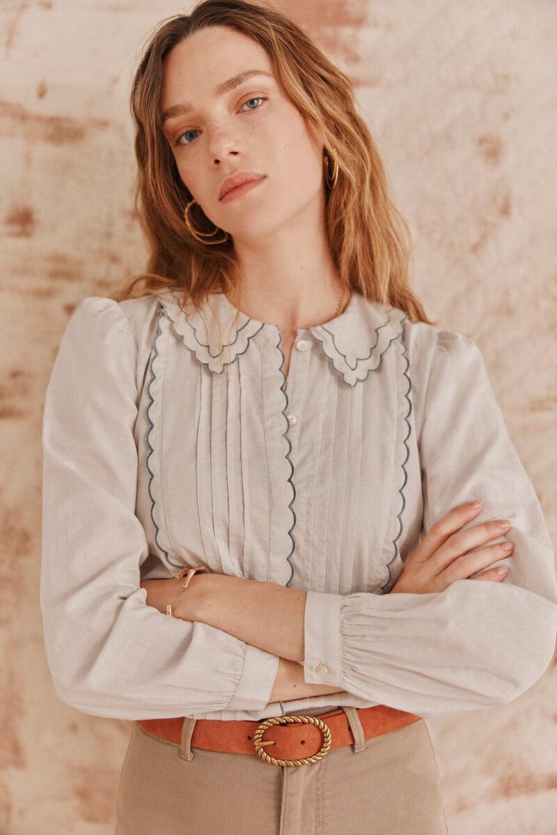 Cortefiel Cora. Camisa cuello festoneado Rebajas