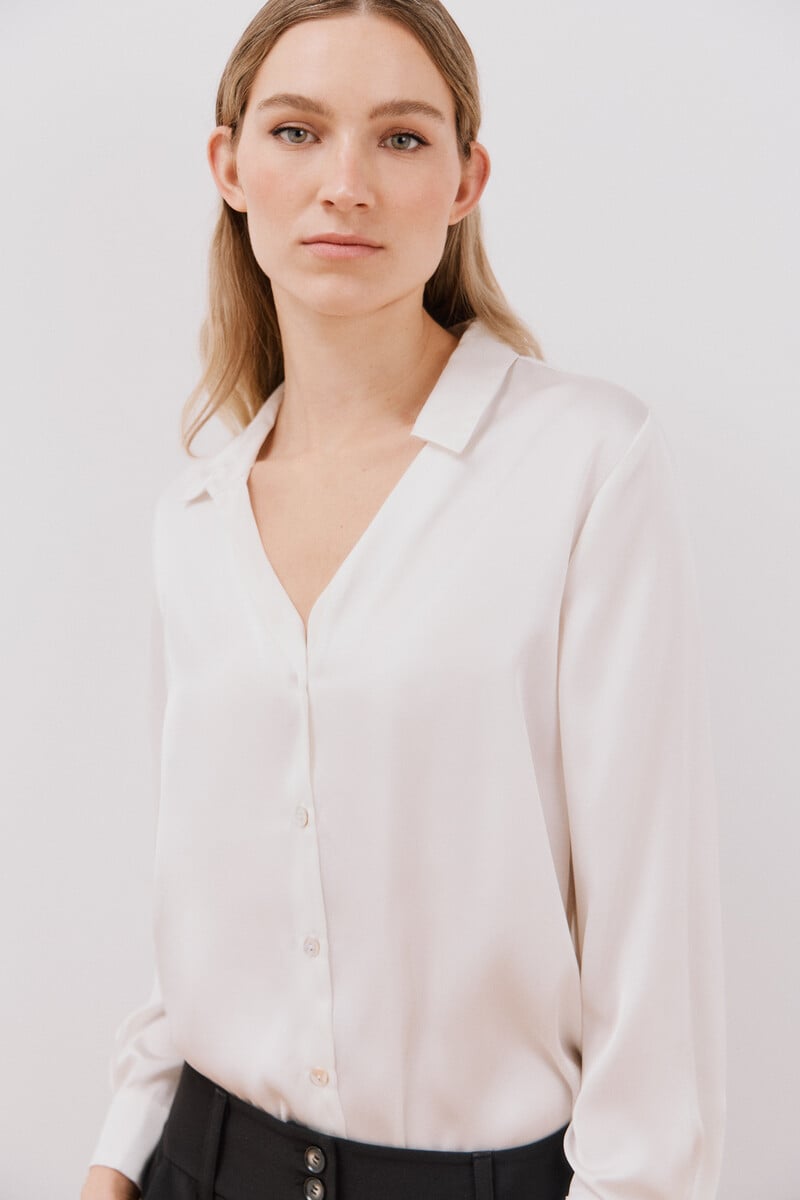 Cortefiel Blusa satinada manga larga Venta caliente