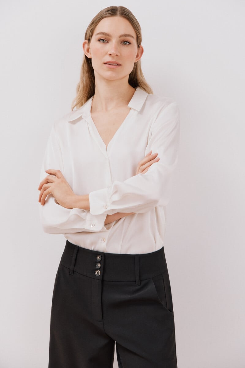 Cortefiel Blusa satinada manga larga Venta caliente