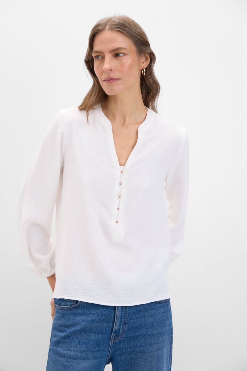 Cortefiel Blusa cuello mao manga larga