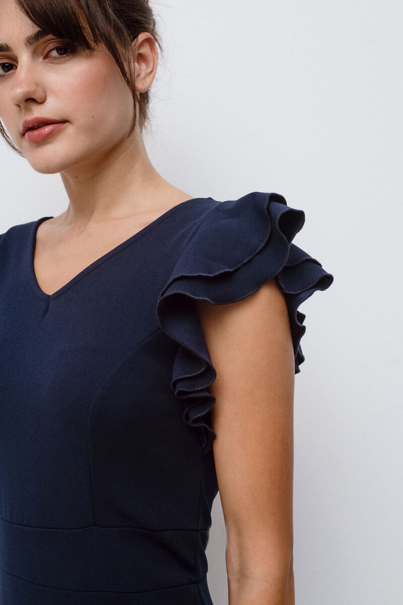Cortefiel Vestido corto manga volante Últimos 3 días