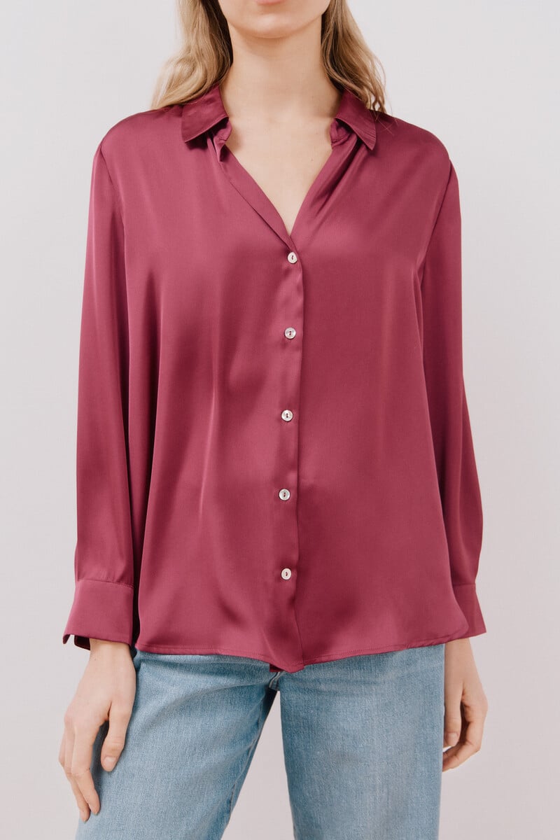 Cortefiel Blusa satinada manga larga Promoción por tiempo limitado