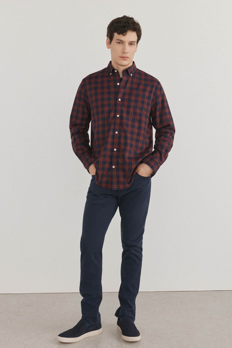 Cortefiel Camisa non iron cuadros twill Grandes descuentos