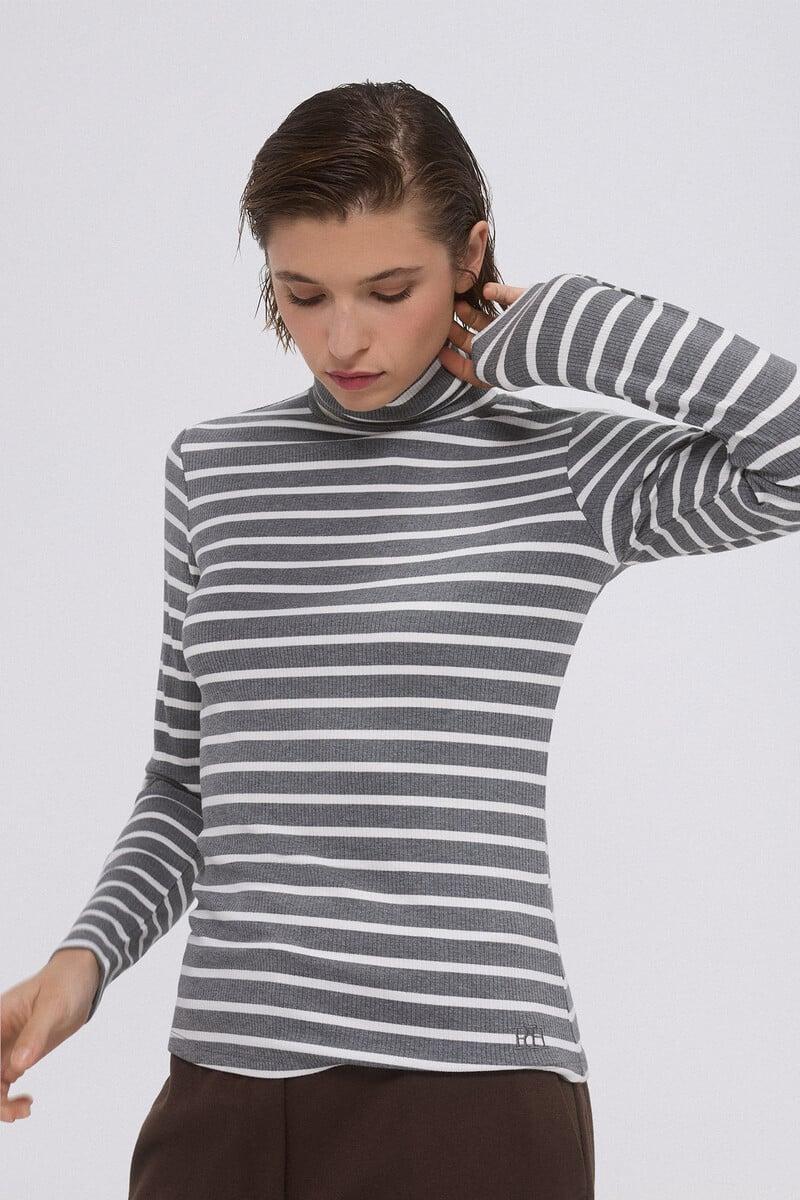 Cortefiel Camiseta rayas cuello vuelto Liquidación