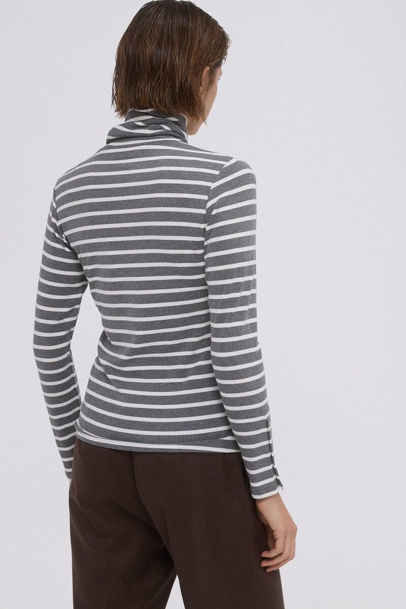 Cortefiel Camiseta rayas cuello vuelto Liquidación
