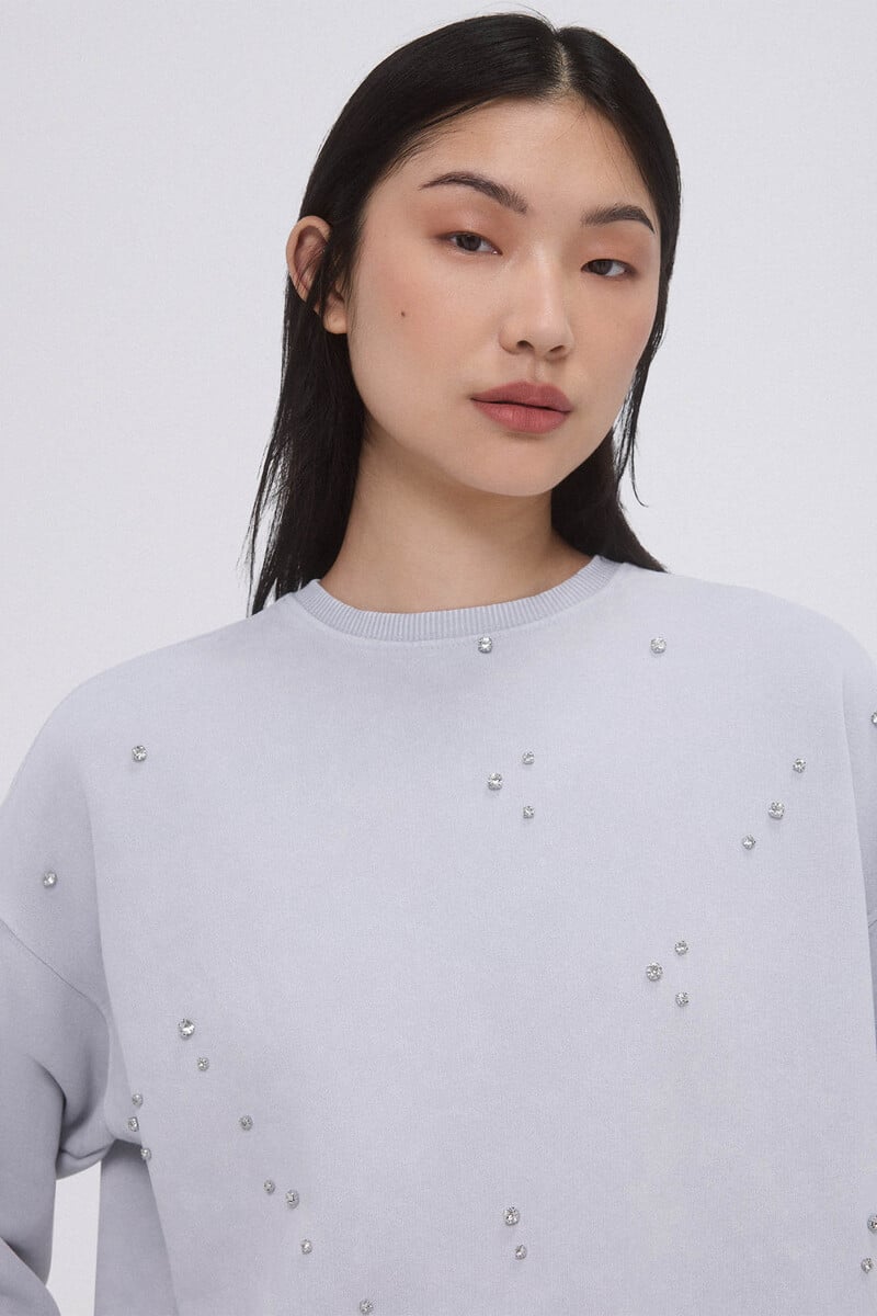 Cortefiel Sudadera lisa pedrería