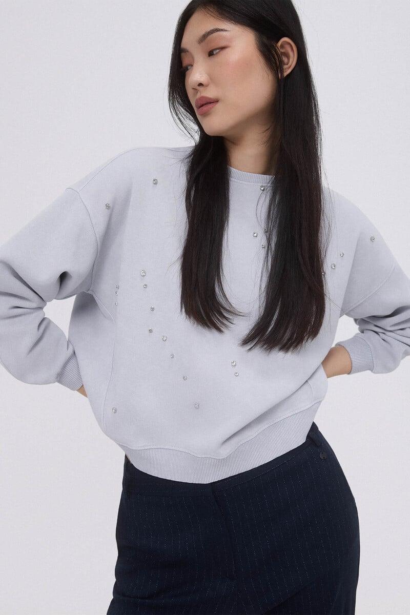 Cortefiel Sudadera lisa pedrería Envío internacional gratuito