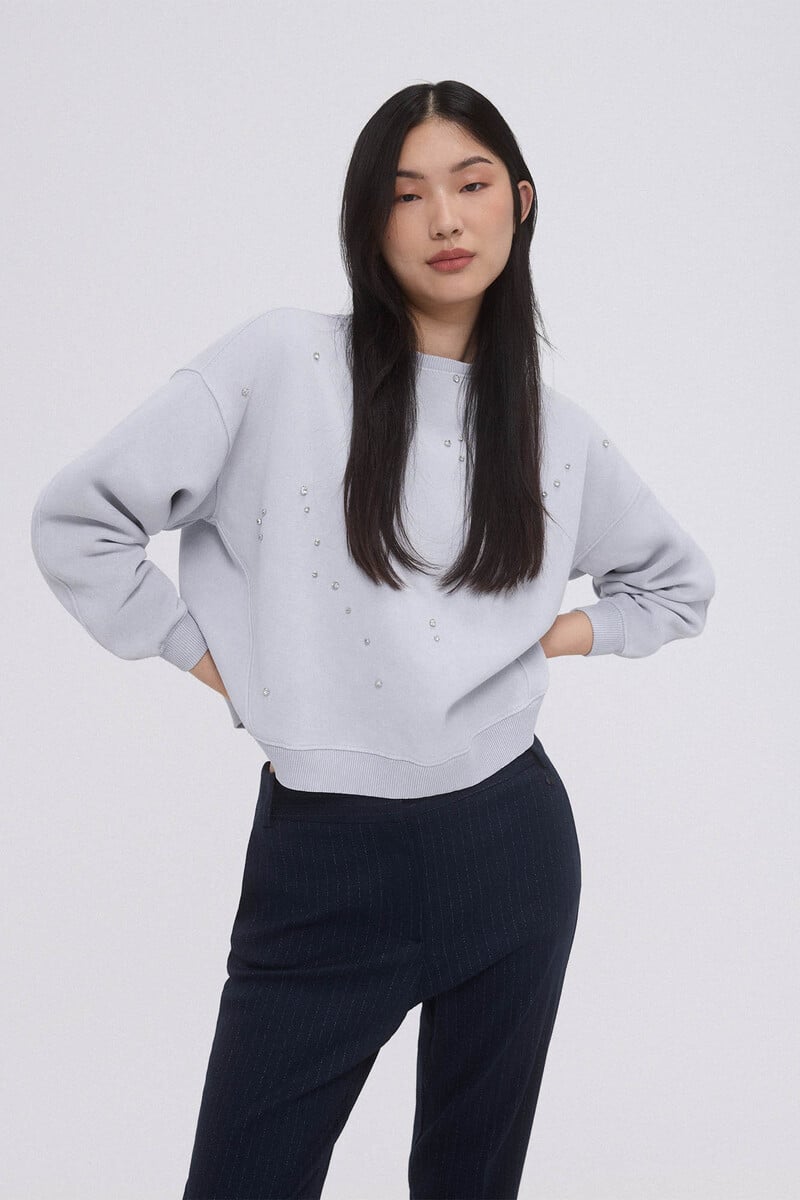 Cortefiel Sudadera lisa pedrería Envío internacional gratuito