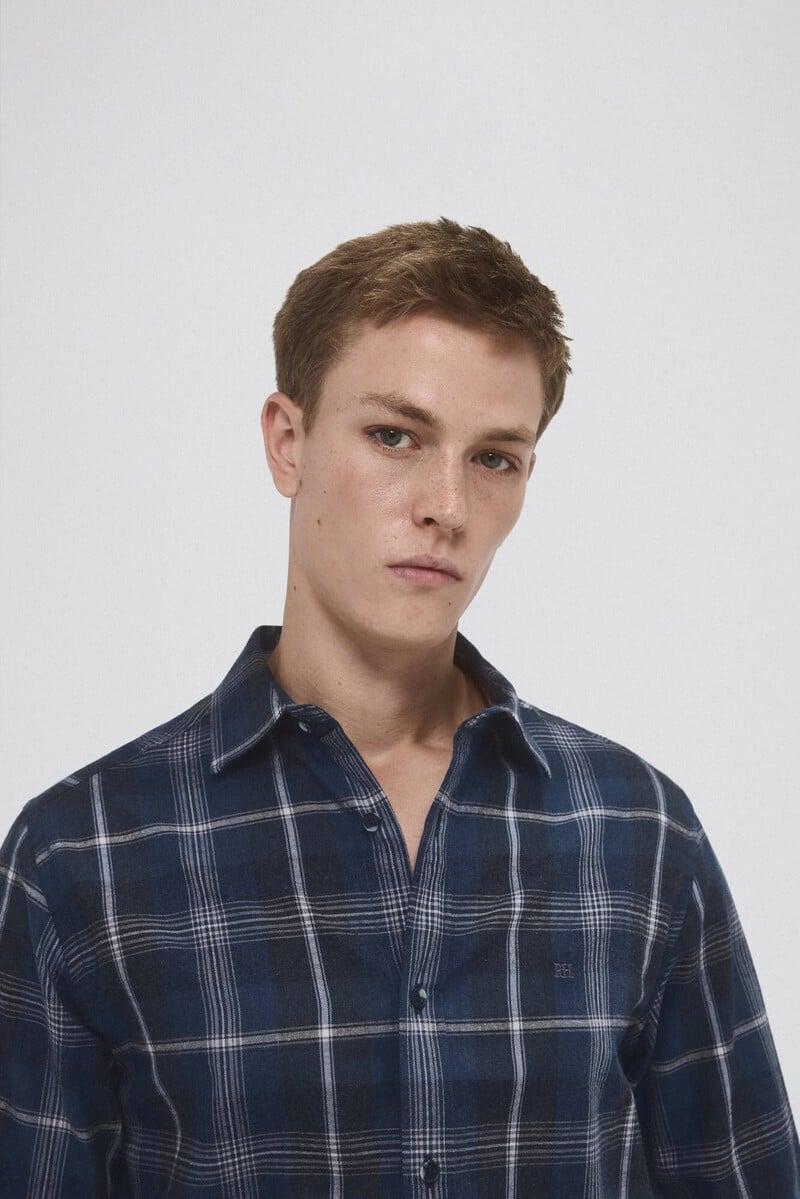 Cortefiel Camisa twill cuadros cashmere touch Tienda de fábrica