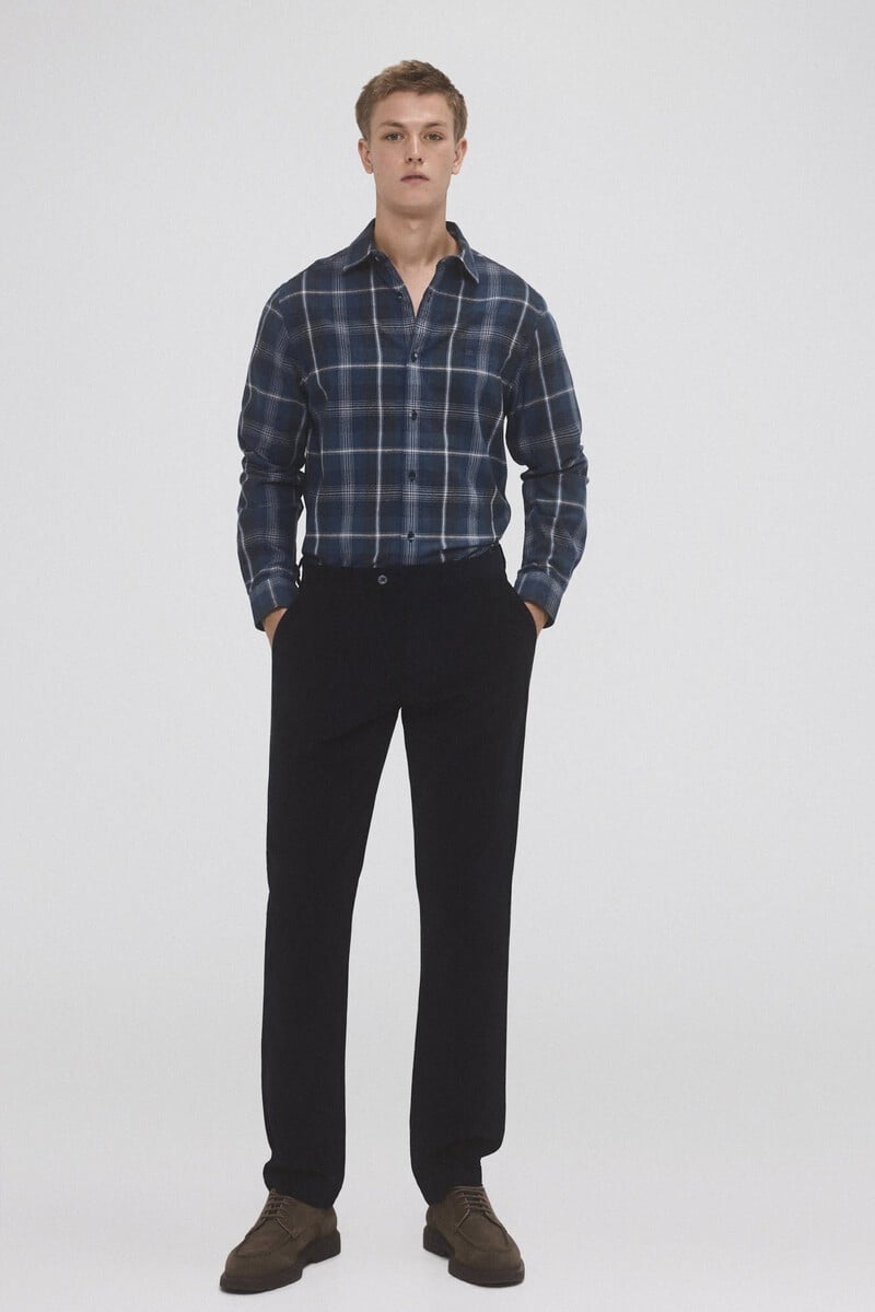 Cortefiel Camisa twill cuadros cashmere touch Tienda de fábrica