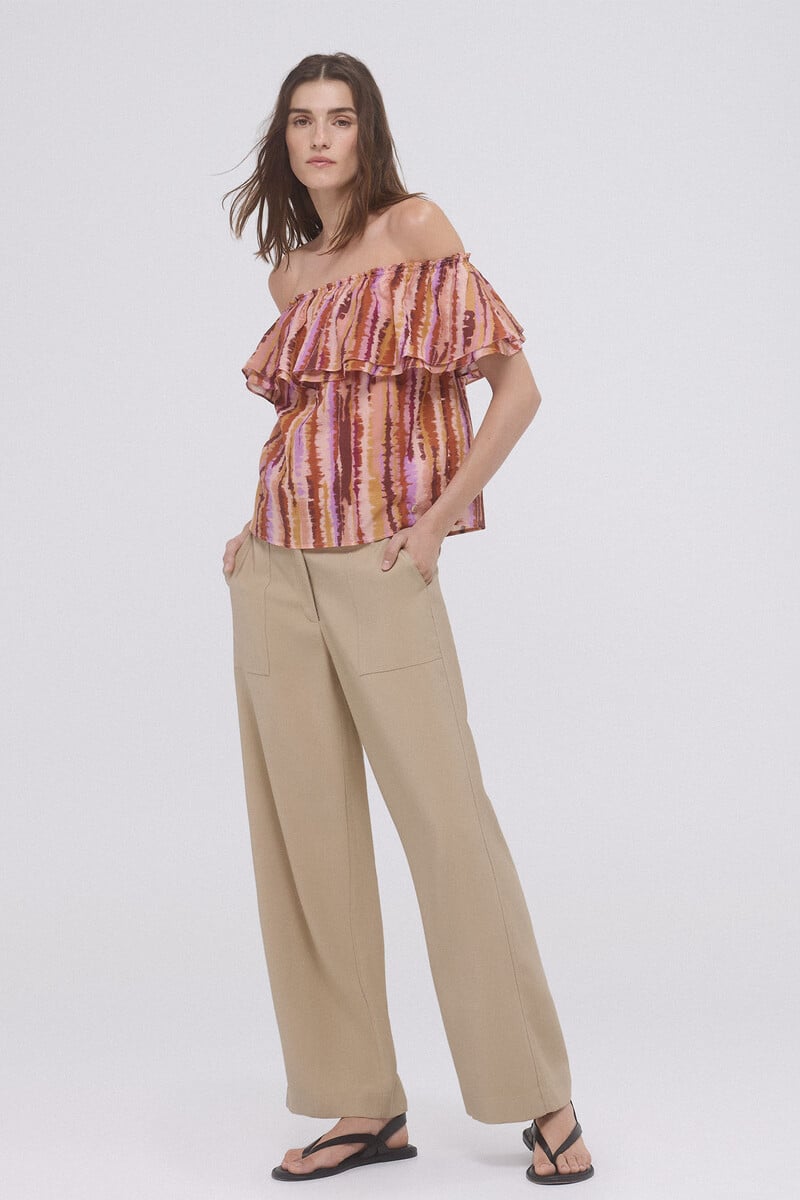 Cortefiel Top off shoulders estampado Limitado a 3 días