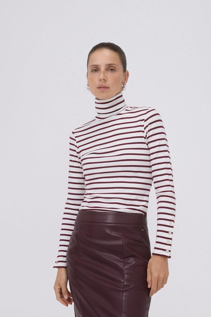 Cortefiel Camiseta rayas cuello vuelto En oferta