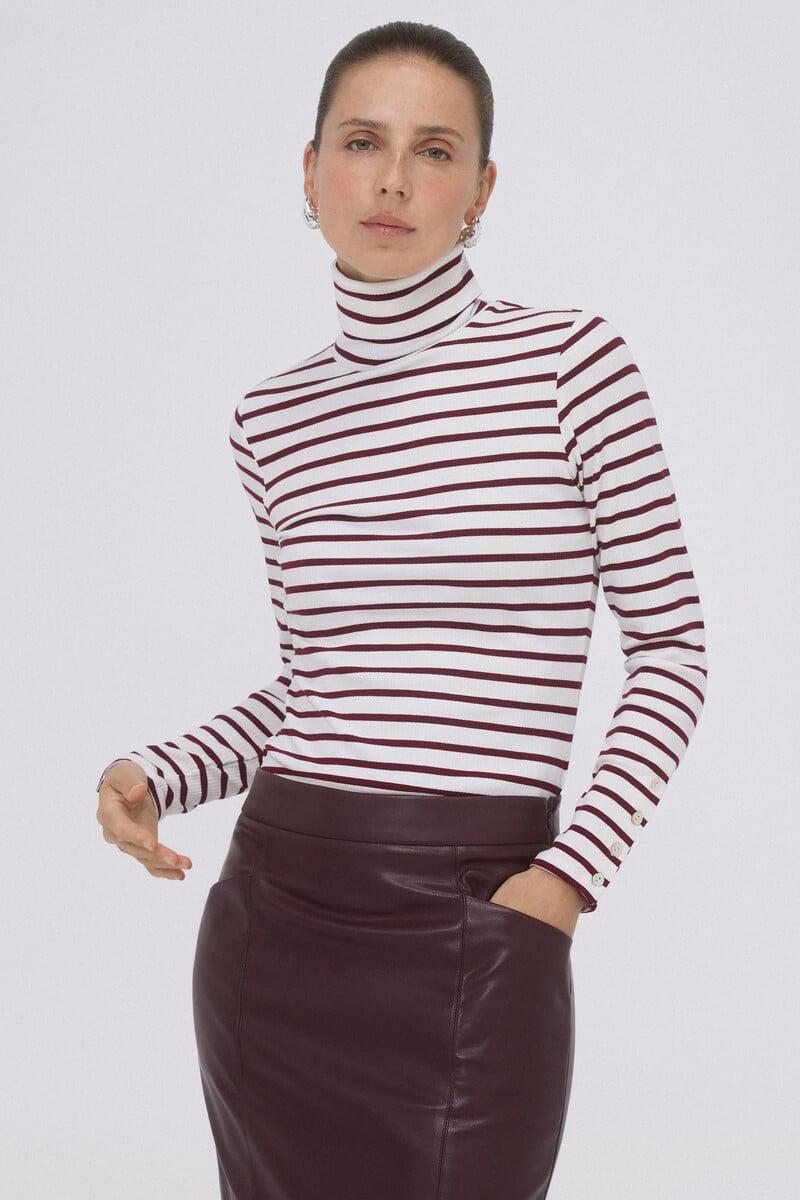 Cortefiel Camiseta rayas cuello vuelto En oferta