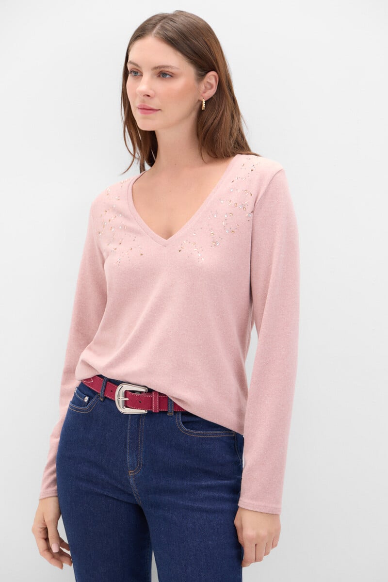 Cortefiel Camiseta tacto suave strass Precio de fábrica