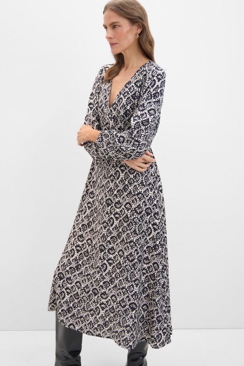 Cortefiel Vestido largo estampado geométrico Solo hoy