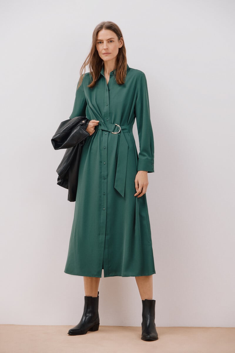 Cortefiel Vestido camisero fluido En línea