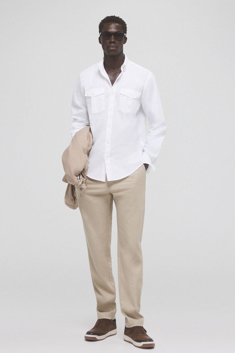Cortefiel Camisa gabardina lisa dos bolsillos Rebajas online