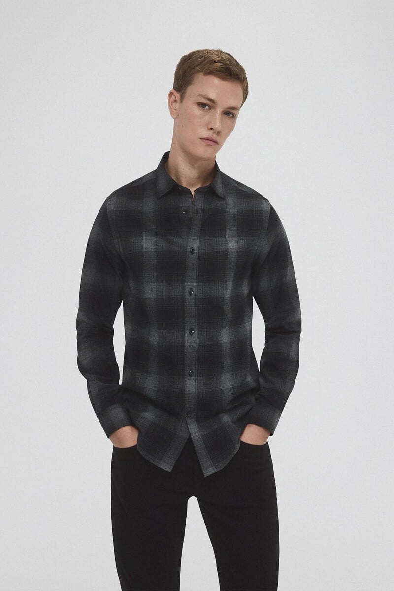 Cortefiel Camisa twill cuadros cashmere touch Envío gratis