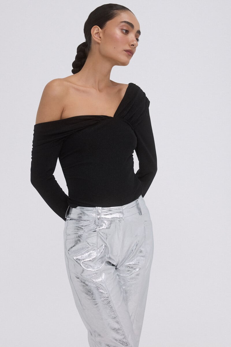 Cortefiel Camiseta lurex frunces