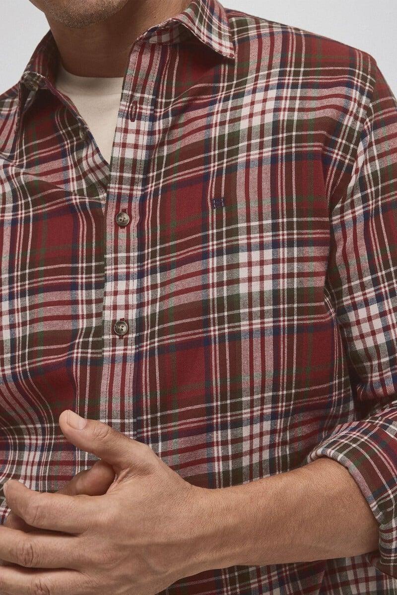 Cortefiel Camisa twill cuadros cashmere touch En oferta