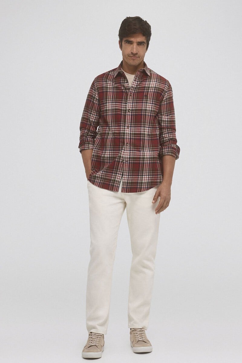 Cortefiel Camisa twill cuadros cashmere touch En oferta