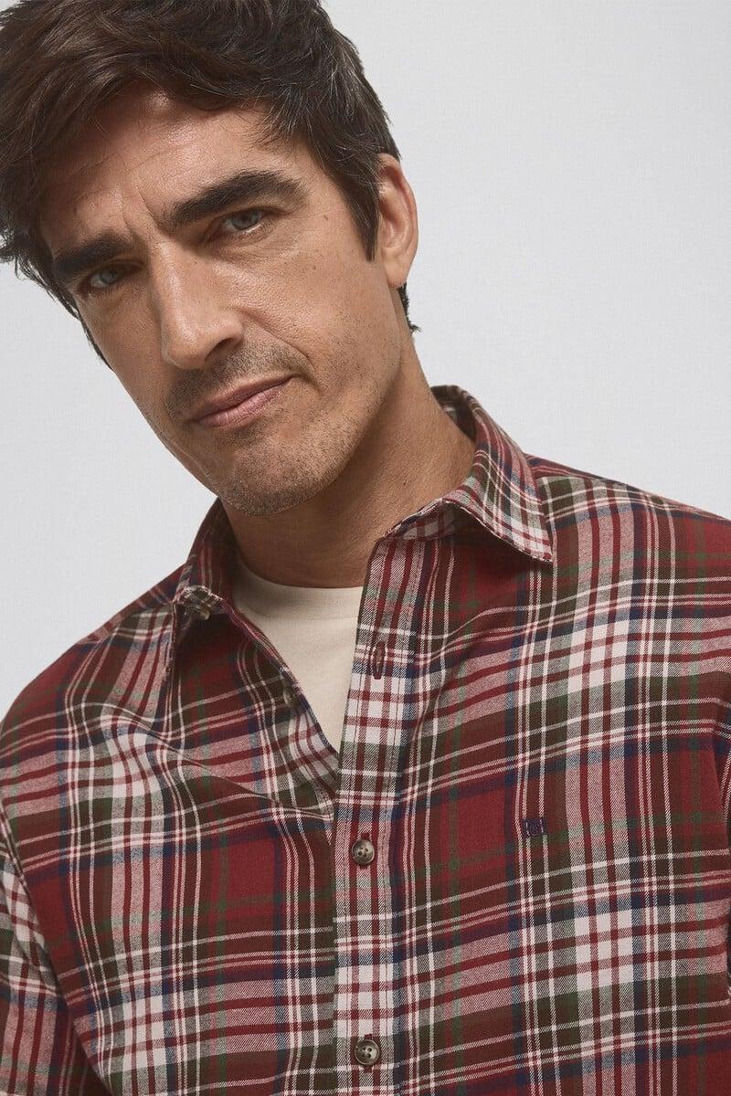 Cortefiel Camisa twill cuadros cashmere touch En oferta