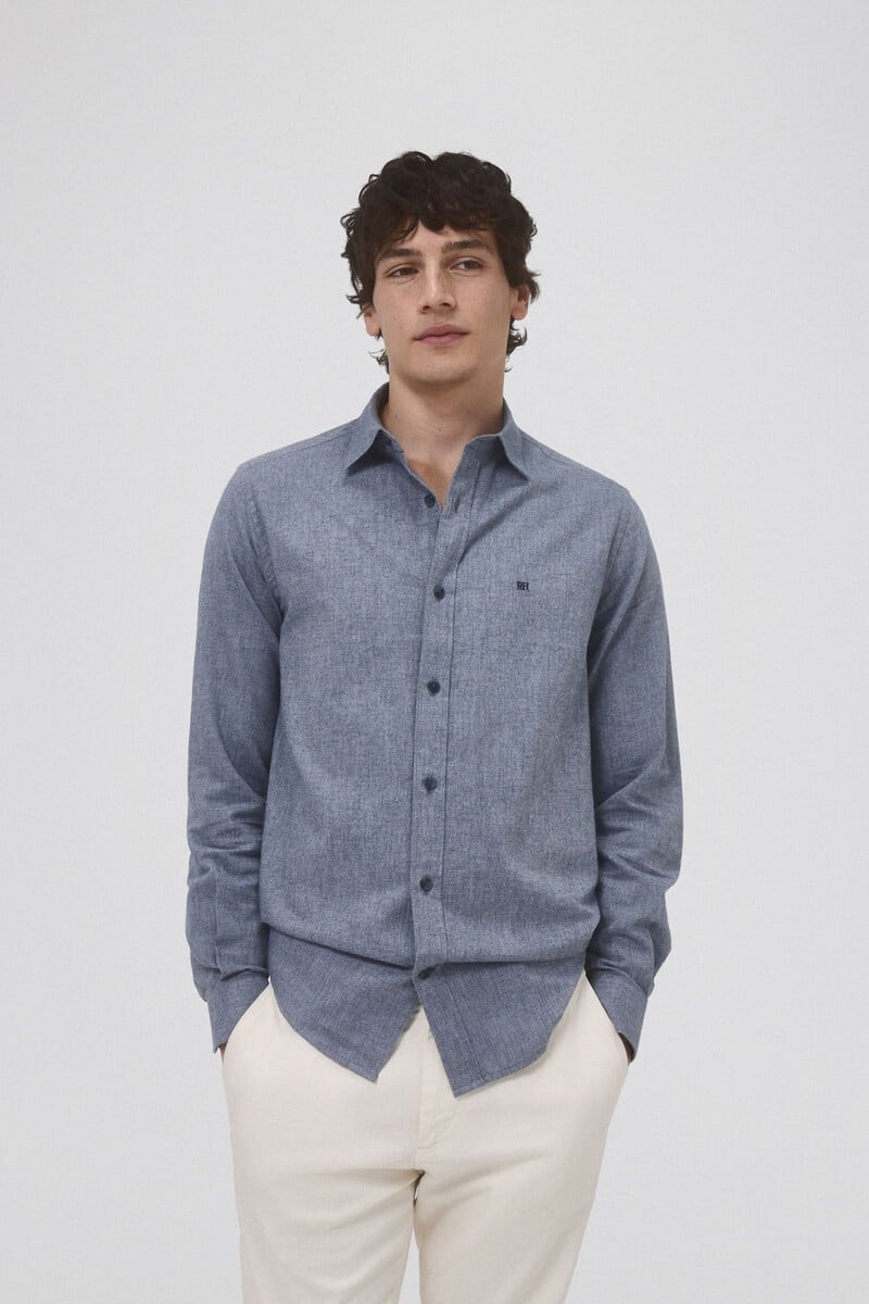 Cortefiel Camisa twill lisa cashmere touch Libre de impuestos