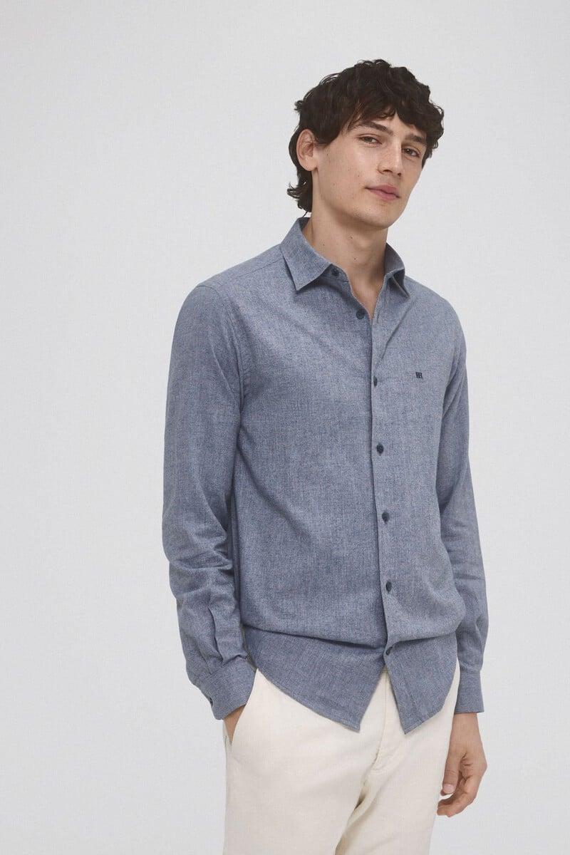 Cortefiel Camisa twill lisa cashmere touch Libre de impuestos