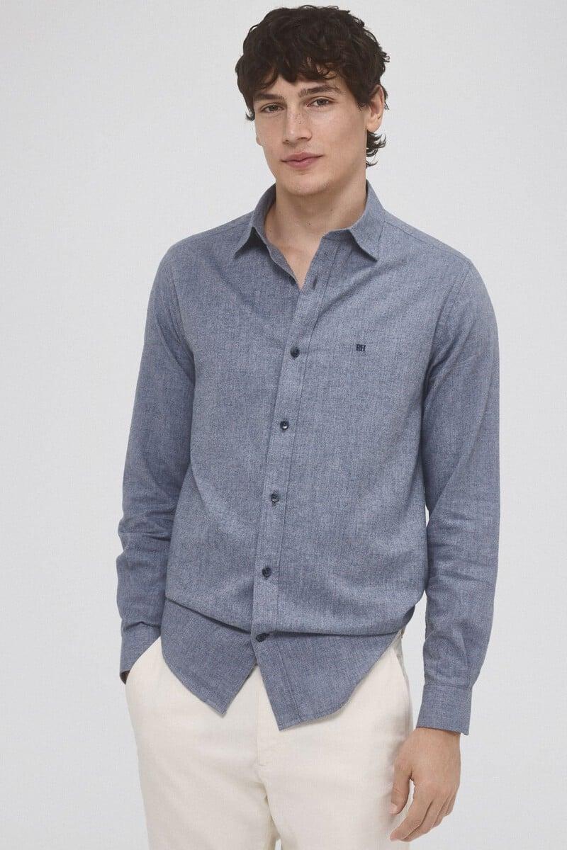 Cortefiel Camisa twill lisa cashmere touch Libre de impuestos
