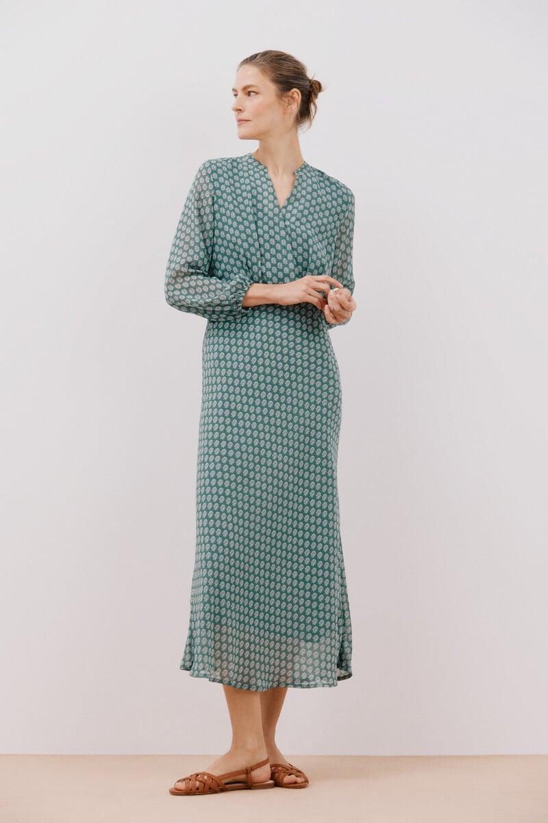 Cortefiel Vestido estampado fluido