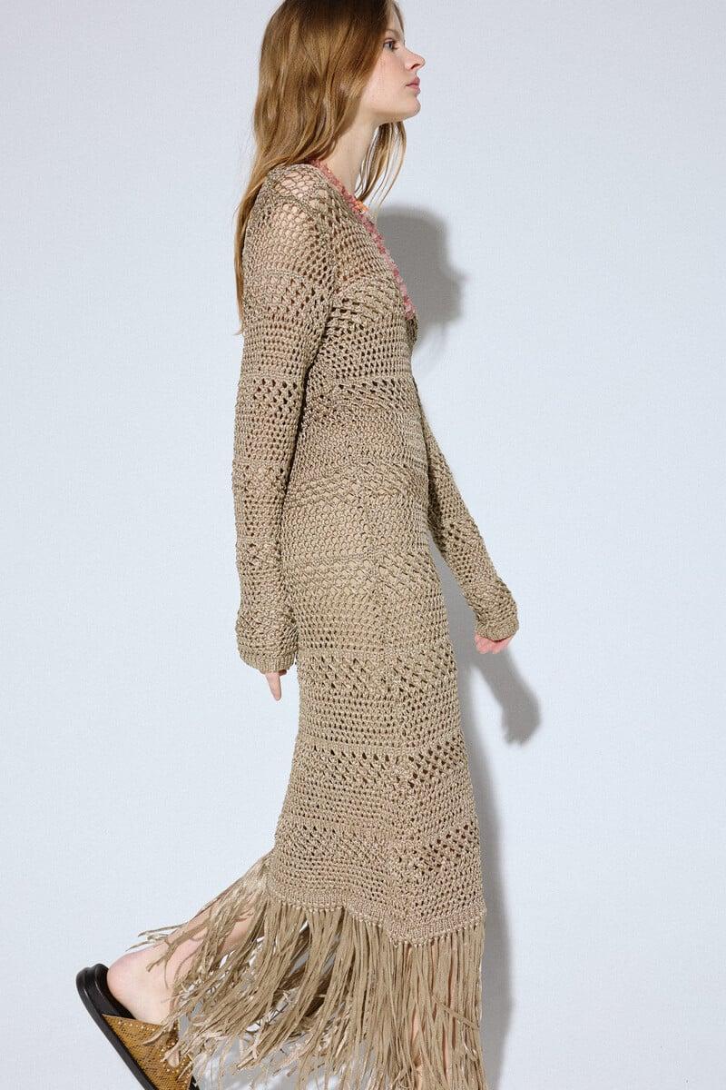 Cortefiel Vestido punto flecos Oferta exclusiva