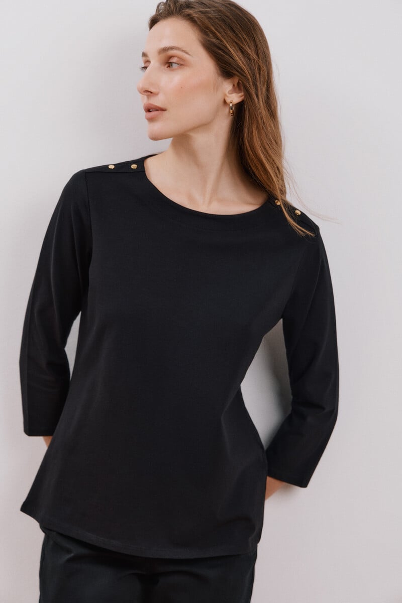 Cortefiel Camiseta básica escote barco Última moda