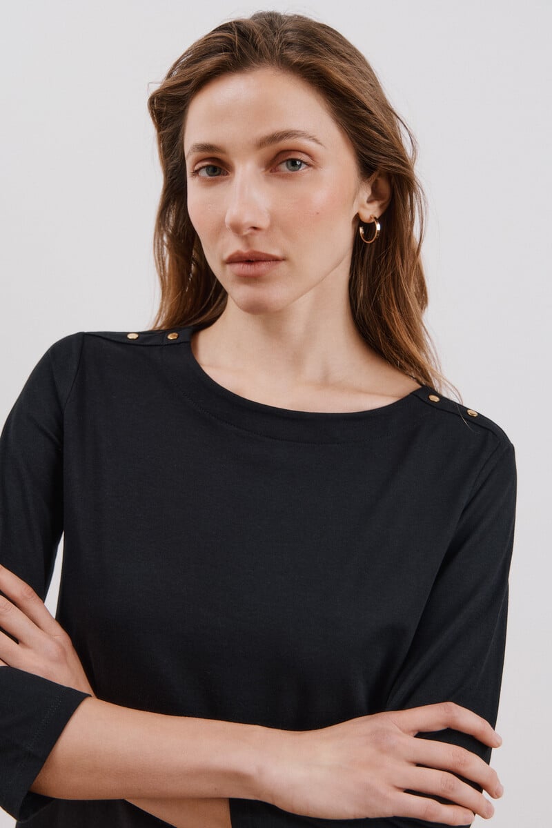 Cortefiel Camiseta básica escote barco Última moda
