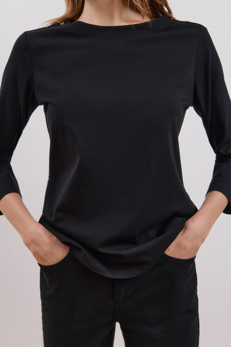 Cortefiel Camiseta básica escote barco Última moda