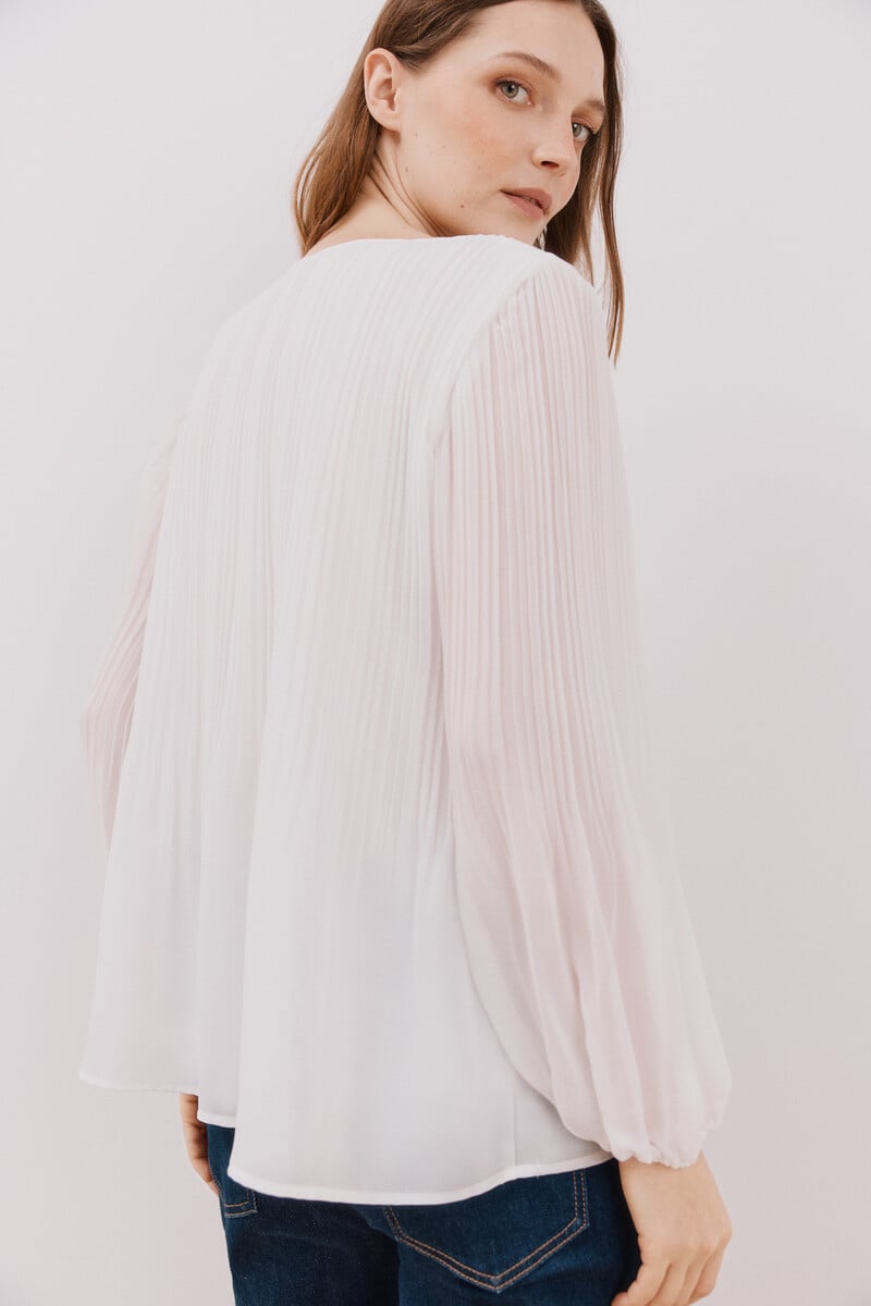 Cortefiel Blusa plisada escote pico Ofertas especiales
