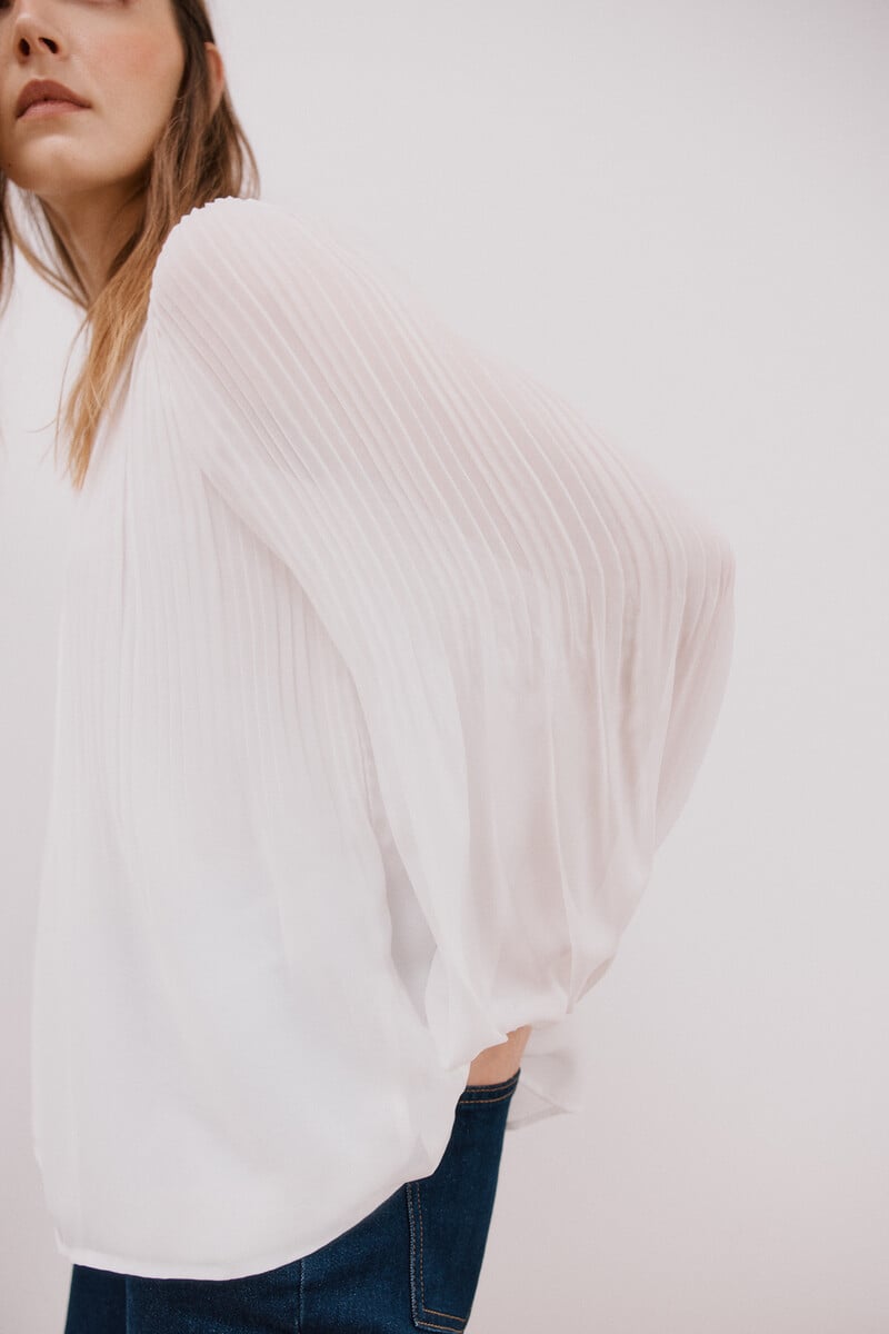 Cortefiel Blusa plisada escote pico Ofertas especiales