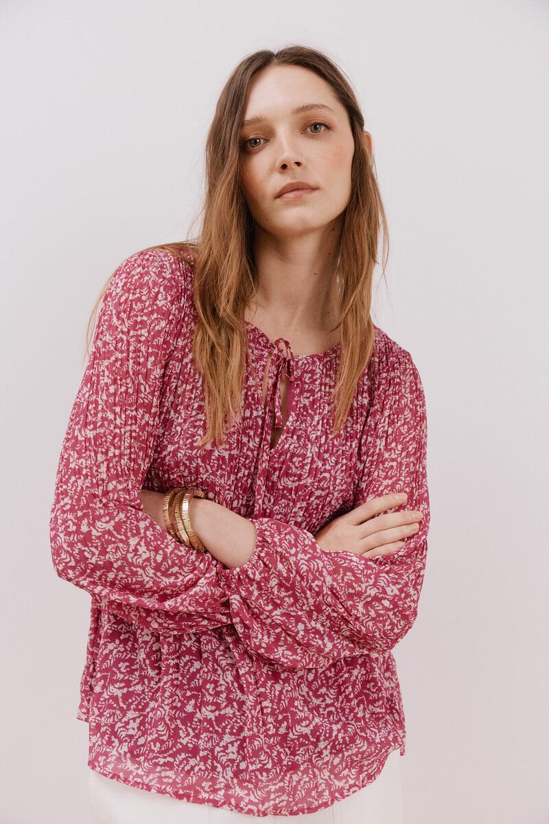 Cortefiel Blusa plisada escote pico Venta caliente