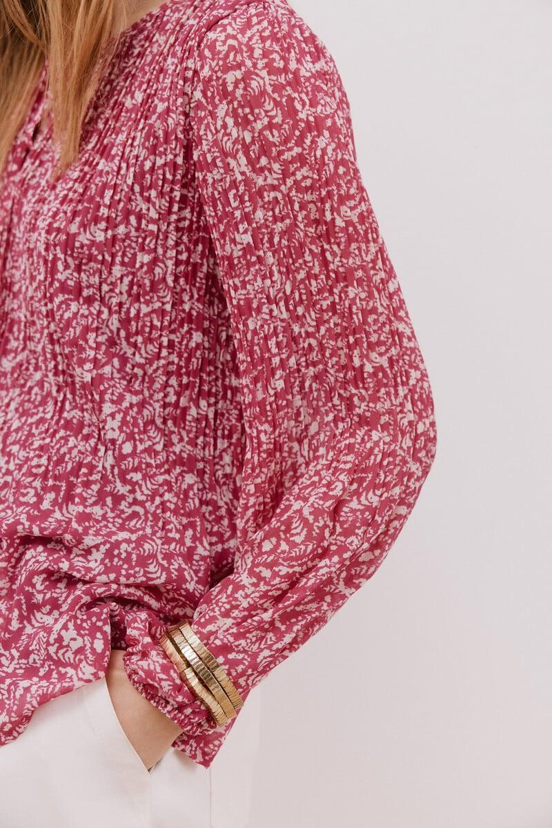 Cortefiel Blusa plisada escote pico Venta caliente