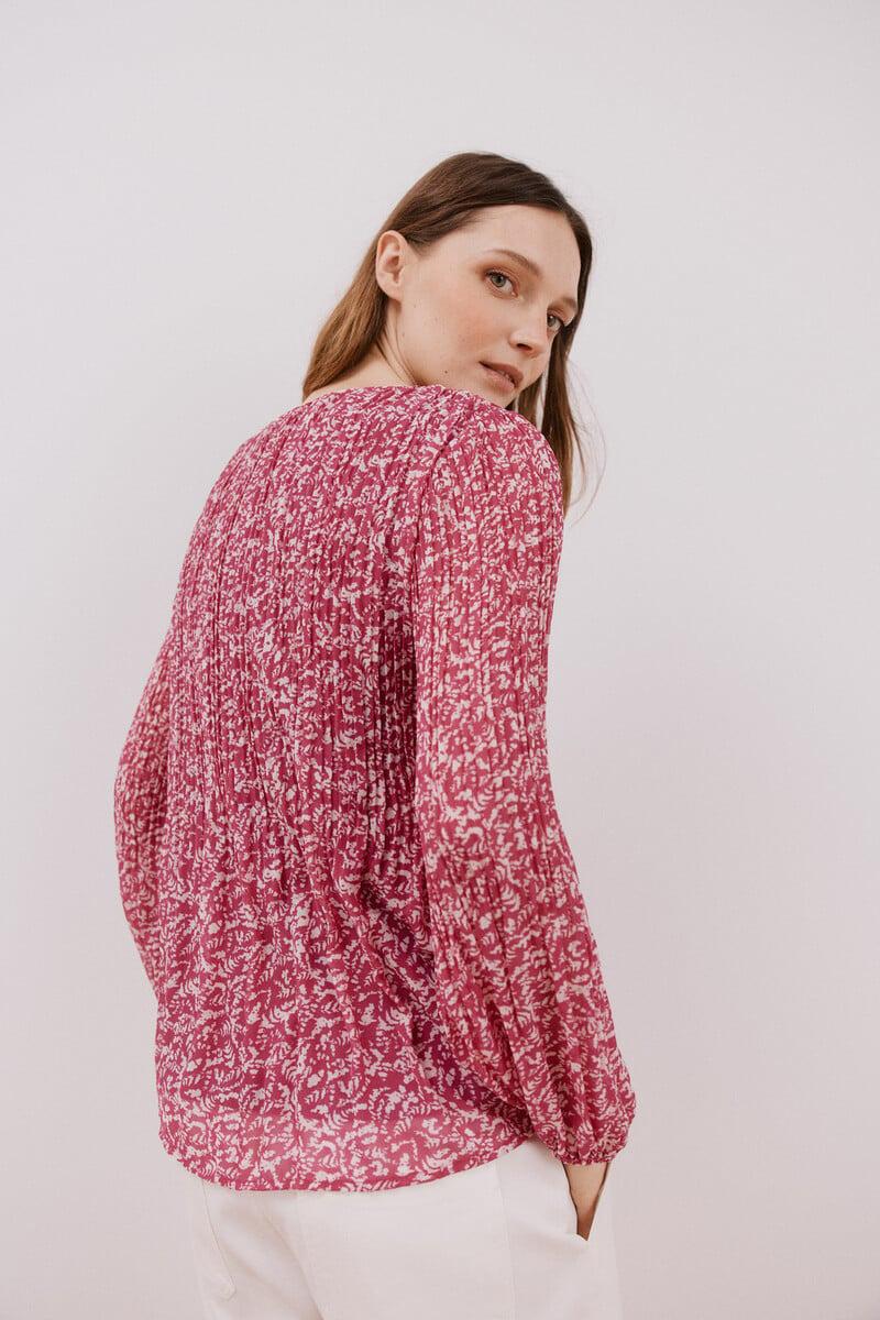 Cortefiel Blusa plisada escote pico Venta caliente