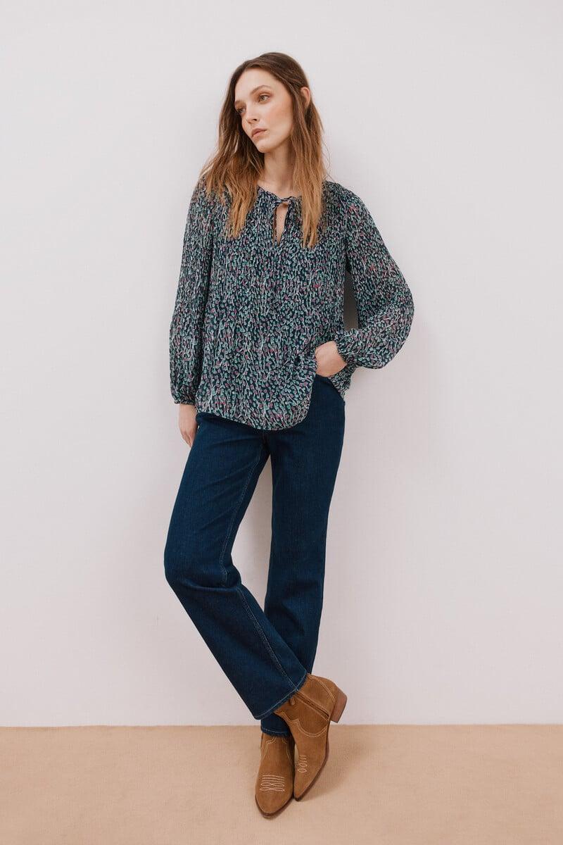 Cortefiel Blusa plisada escote pico Rebajas baratas