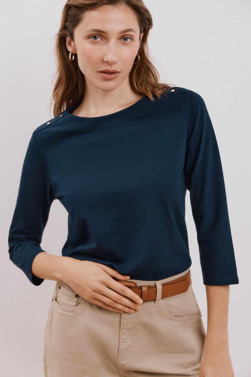 Cortefiel Camiseta básica escote barco Tienda