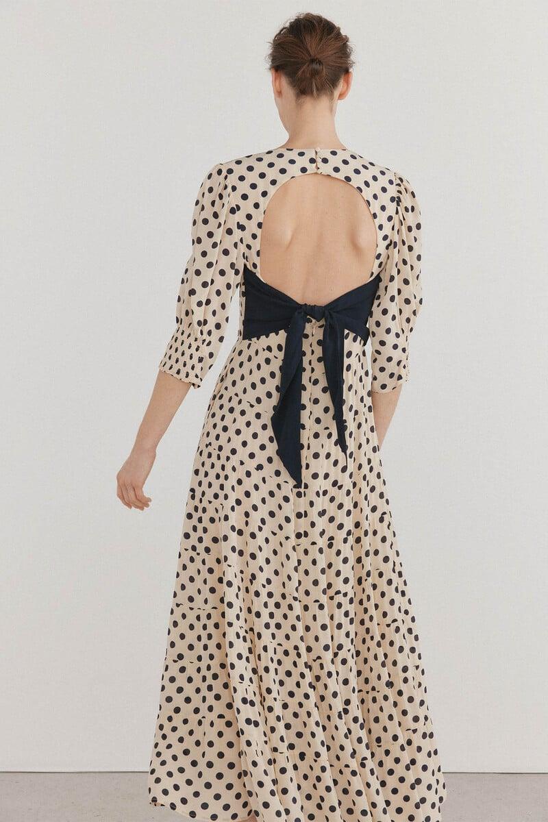 Cortefiel Vestido lunares lazo contraste Superdescuento