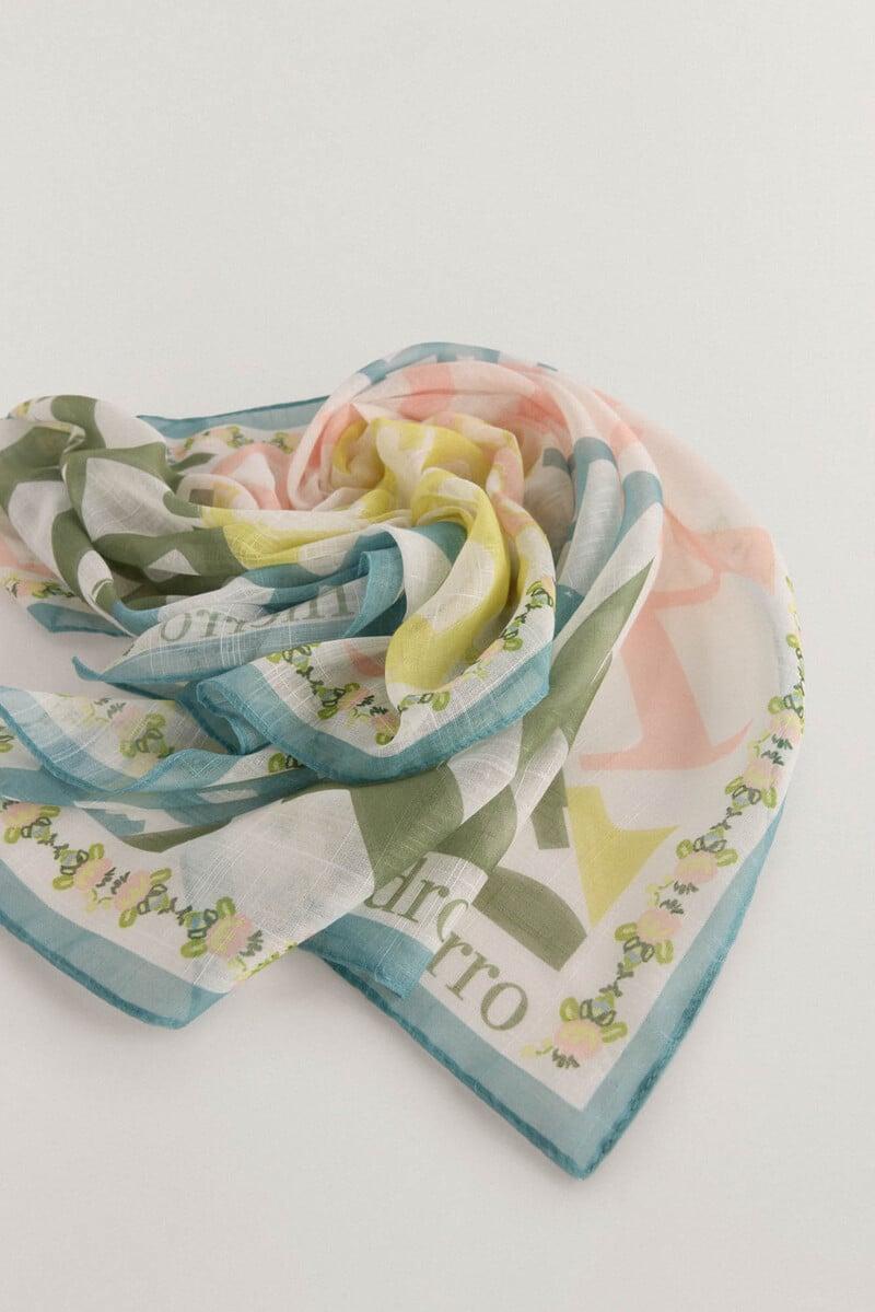 Cortefiel Chal rectangular con estampado de logo Venta caliente