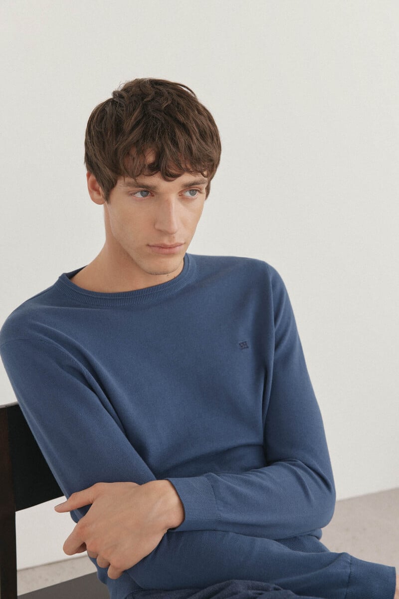 Cortefiel Jersey algodón premium cuello caja Oferta especial de fábrica