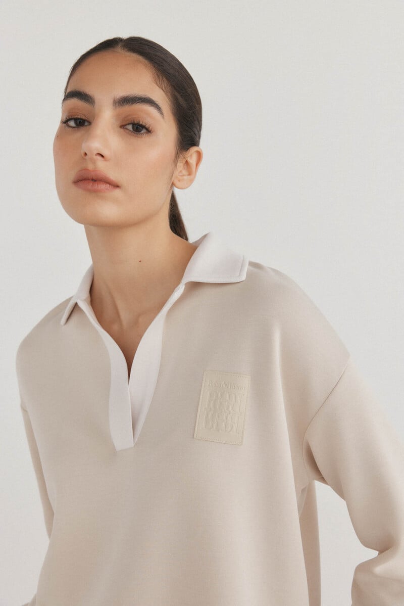 Cortefiel Sudadera soft touch cuello polo Ahorra y exporta