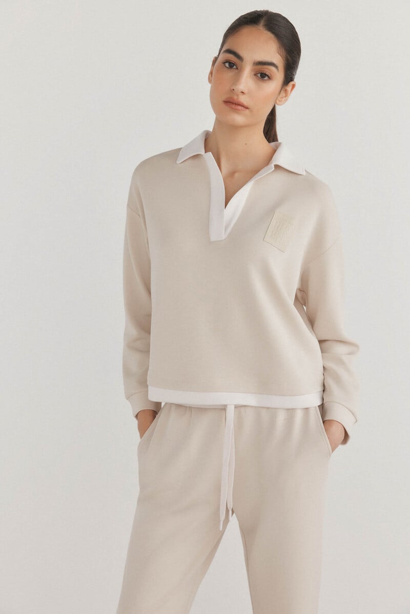 Cortefiel Sudadera soft touch cuello polo Ahorra y exporta