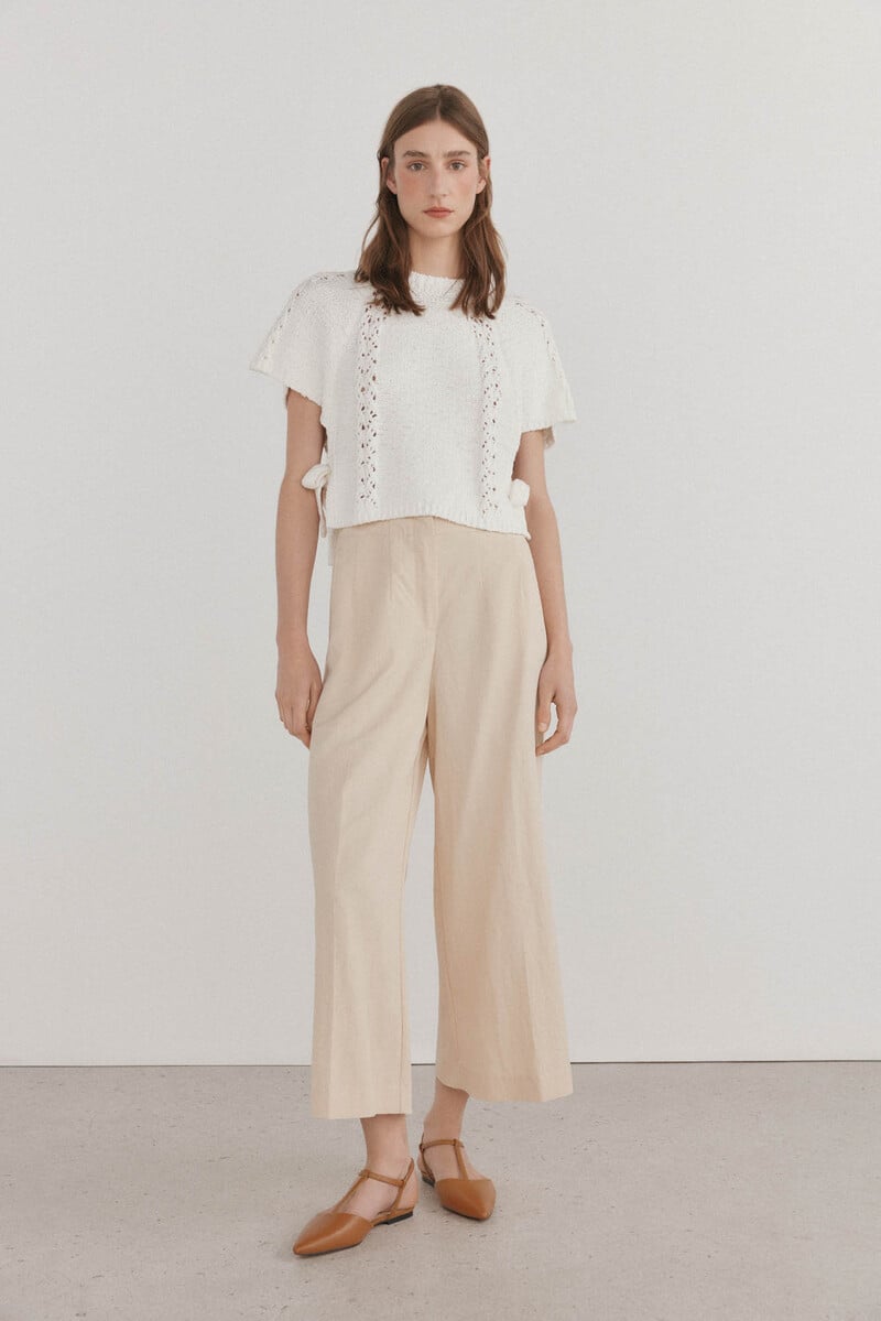 Cortefiel Top de punto cropped lazadas Liquidación