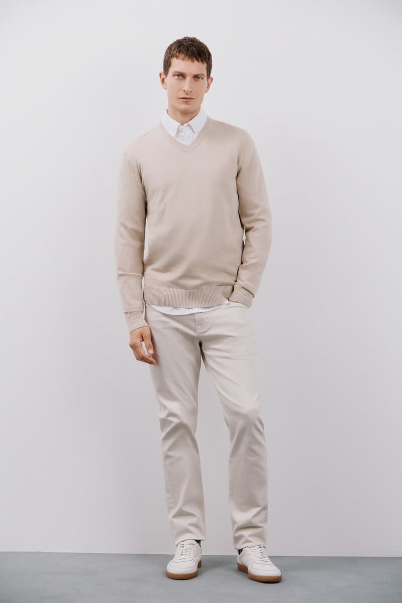 Cortefiel Jersey algodón cuello pico básico Mejor oferta